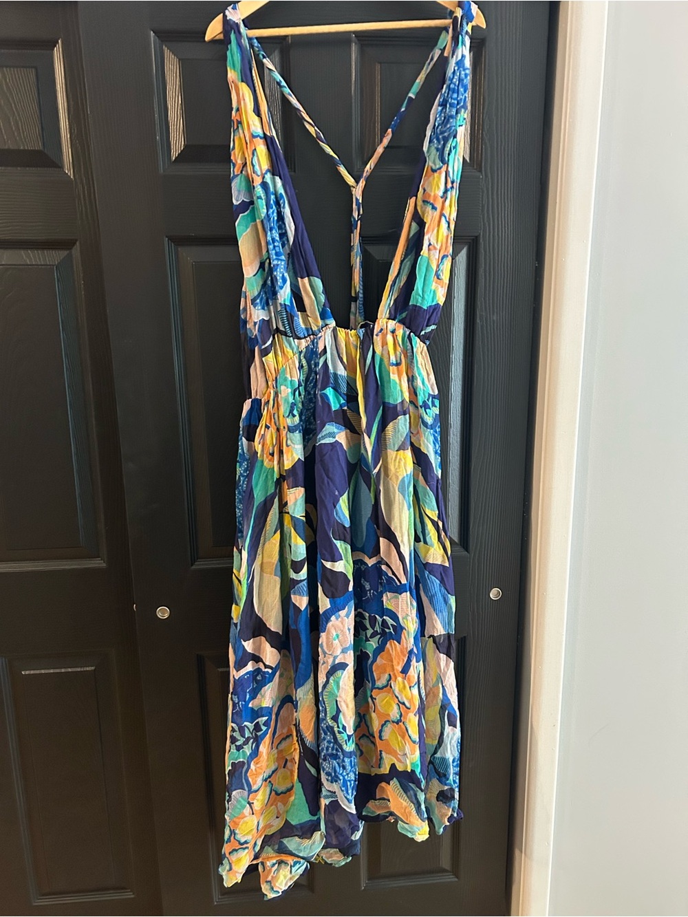 (READ DESCRIPTION) Anthropologie Backless Floral V-Neck Sundress